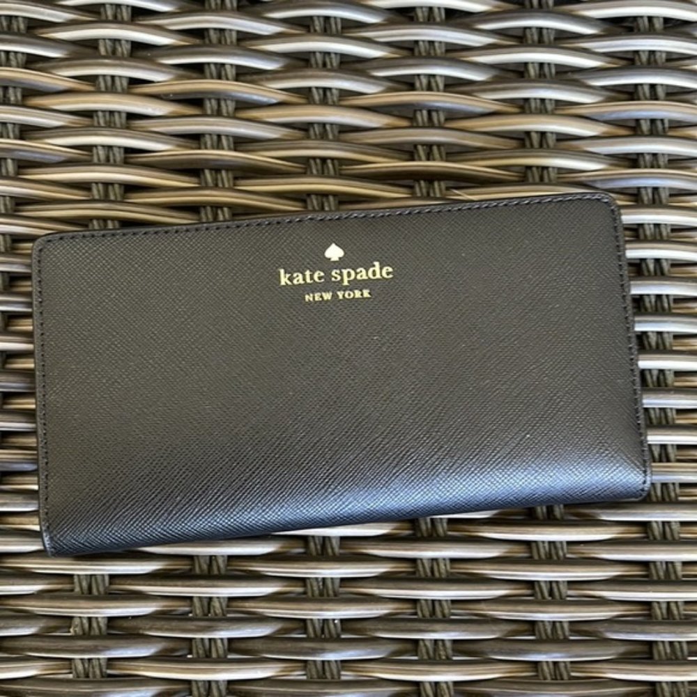 Kate Spade Staci Large Slim Bifold Wallet Black NWT - Picture 6 of 16